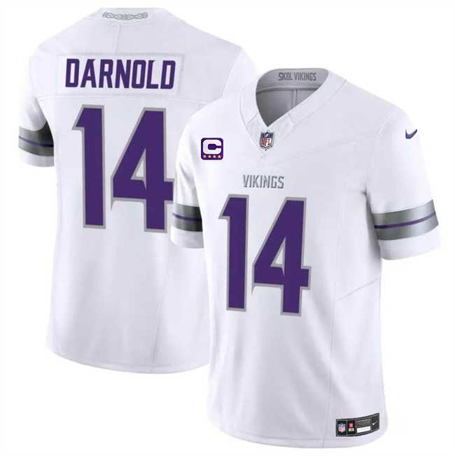 Men & Women & Youth Minnesota Vikings #14 Sam Darnold White 2024 F.U.S.E. With 4-Star C Patch Winter Warrior Limited Stitched Jersey,We sell and wholesale Men & Women & Youth Minnesota Vikings #14 Sam Darnold White 2024 F.U.S.E. With 4-Star C Patch Winter Warrior Limited Stitched Jersey on line form chian!